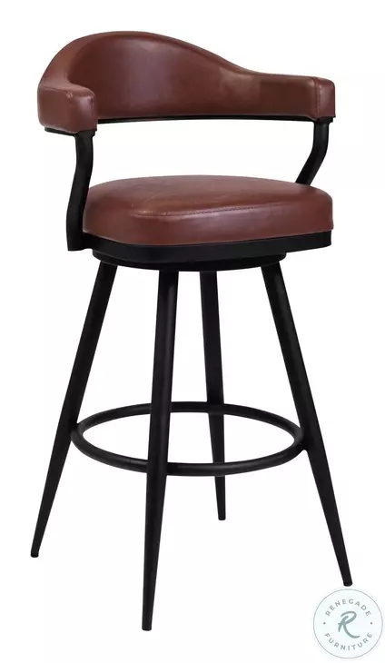 Amador Black Powder Coated And Vintage Coffee Faux Leather 26" Counter Height Stool