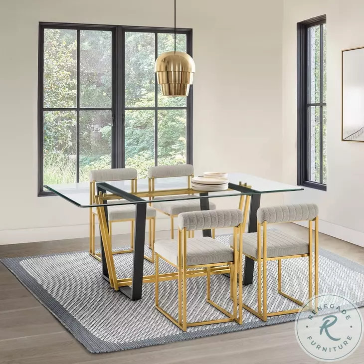 Kai Black And Gold Rectangular Dining Table