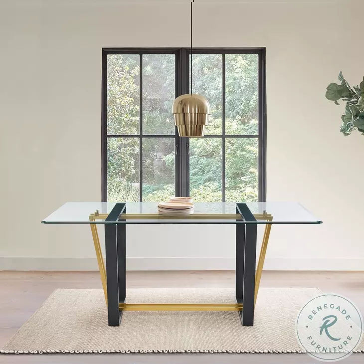 Kai Black And Gold Rectangular Dining Table