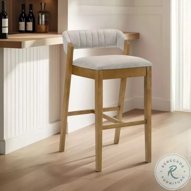 Landyn Slip Gray Bar Stool with Amber Glow Frame