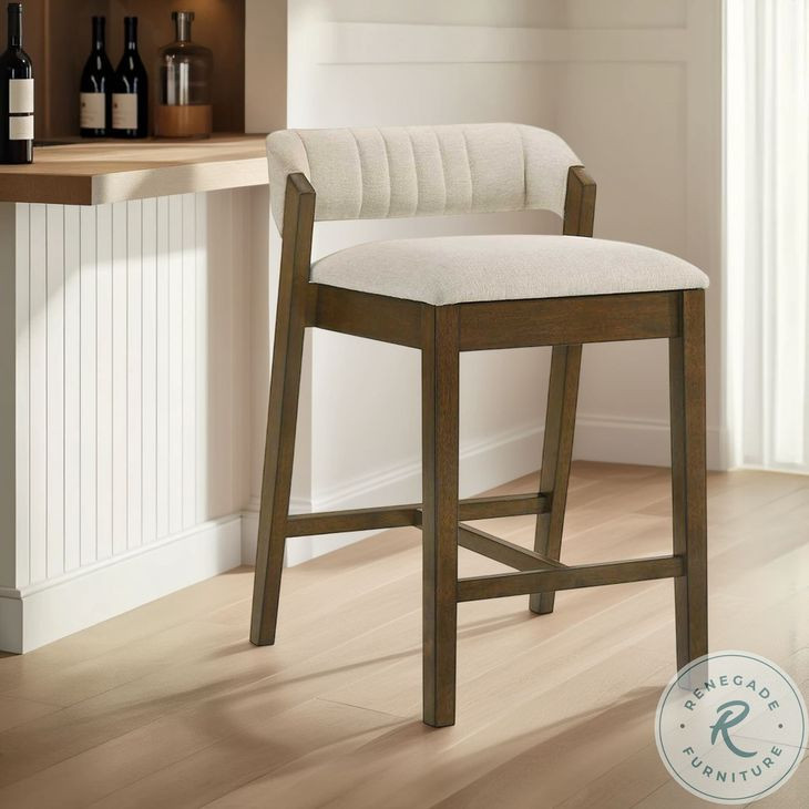 Landyn Ecru Bar Stool with Sepia Brown Frame