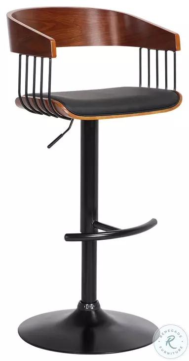 Larisa Black And Walnut Adjustable Swivel Bar Stool