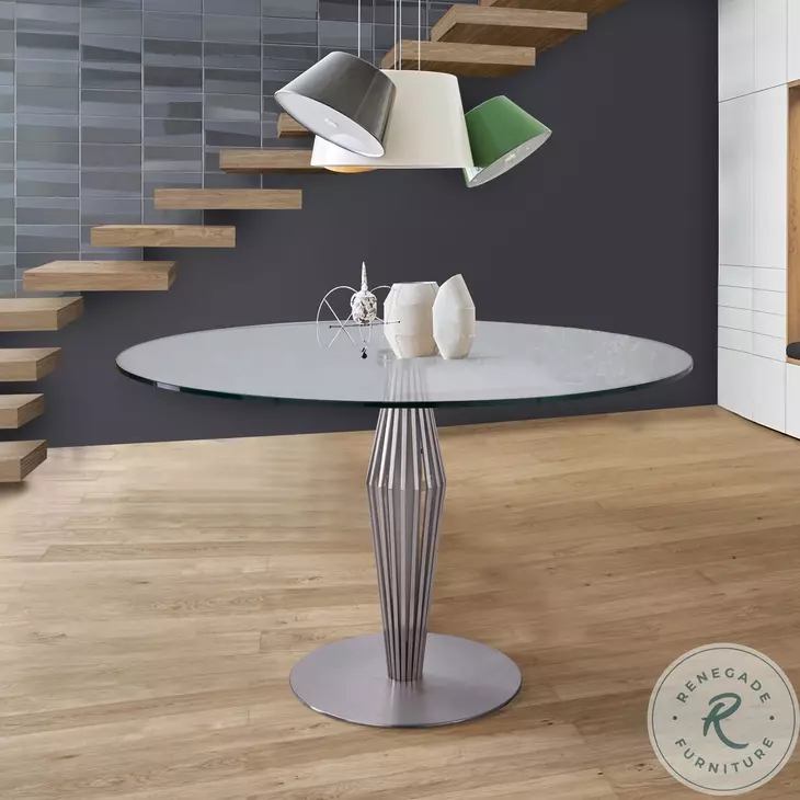 Lindsey Brushed Stainless Steel Dining Table