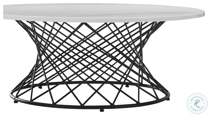 Loxley White Marble And Black Metal Coffee Table