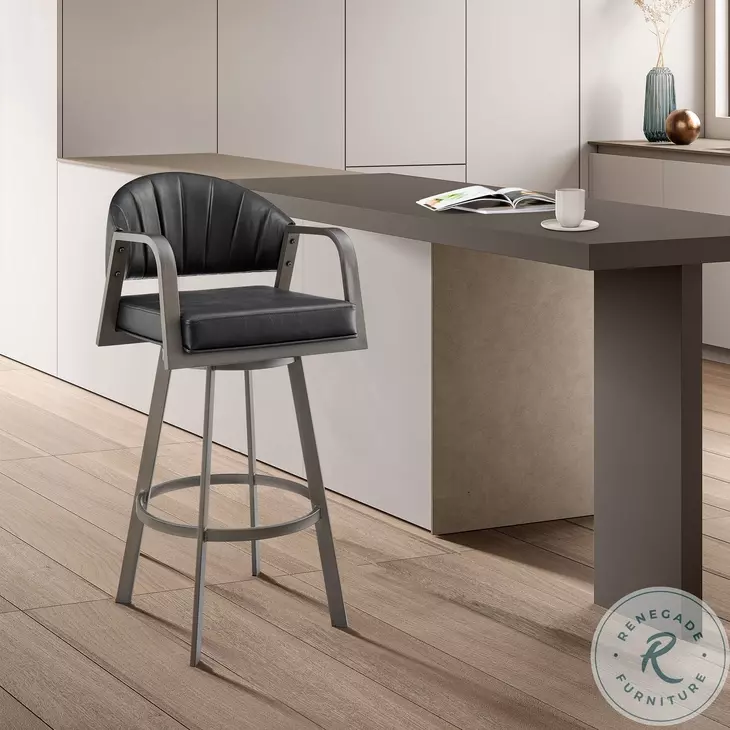 Marcie Vintage Black Swivel Bar Stool