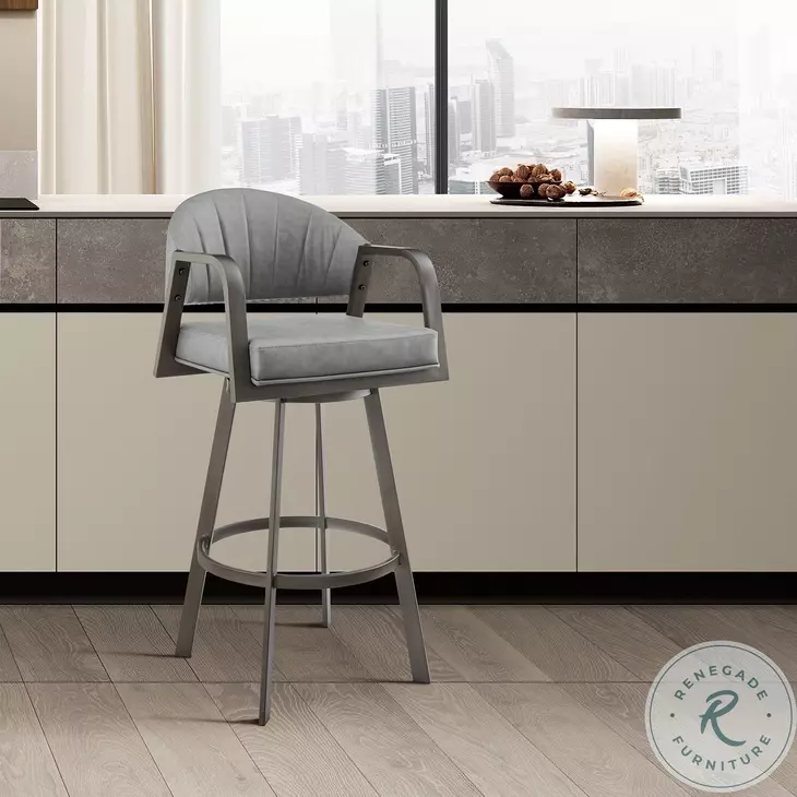 Marcie Vintage Gray Swivel Bar Stool