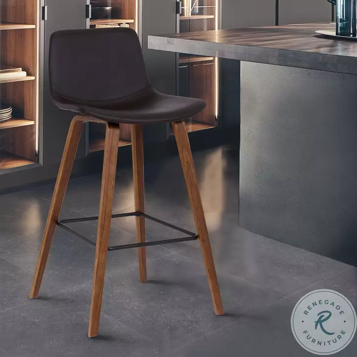 Maddie Brown Faux Leather Contemporary 26" Counter Height Stool