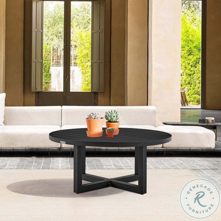Menorca Black Outdoor Round Coffee Table