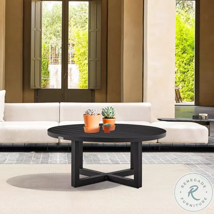 Menorca Black Outdoor Round Coffee Table