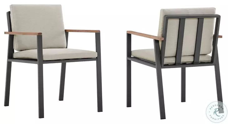 Nofi Taupe Outdoor Patio Dining Chair Set Of 2