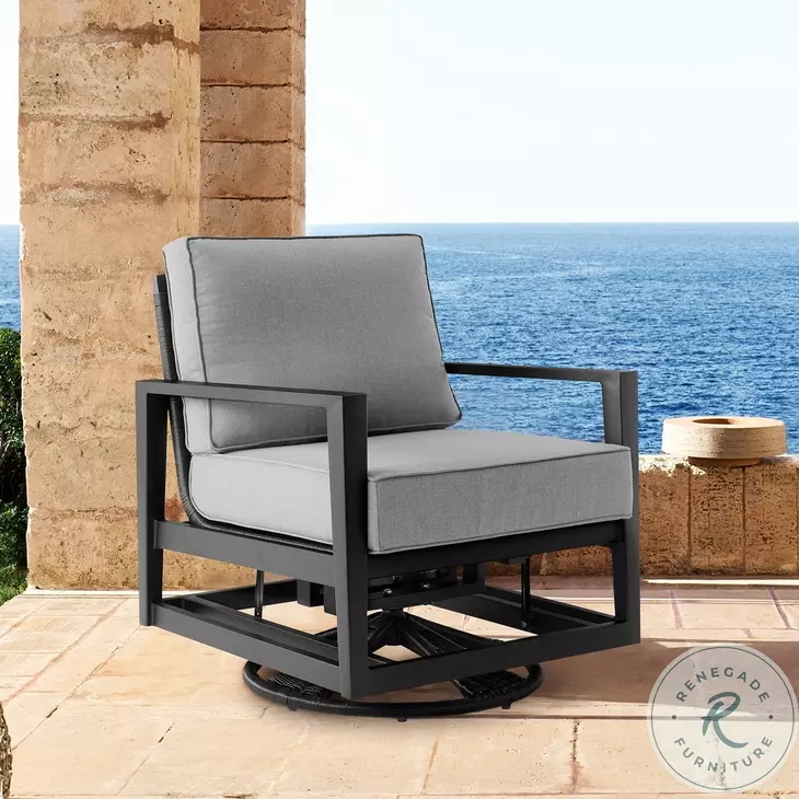 Cayman Dark Gray Outdoor Swivel Glider Chair