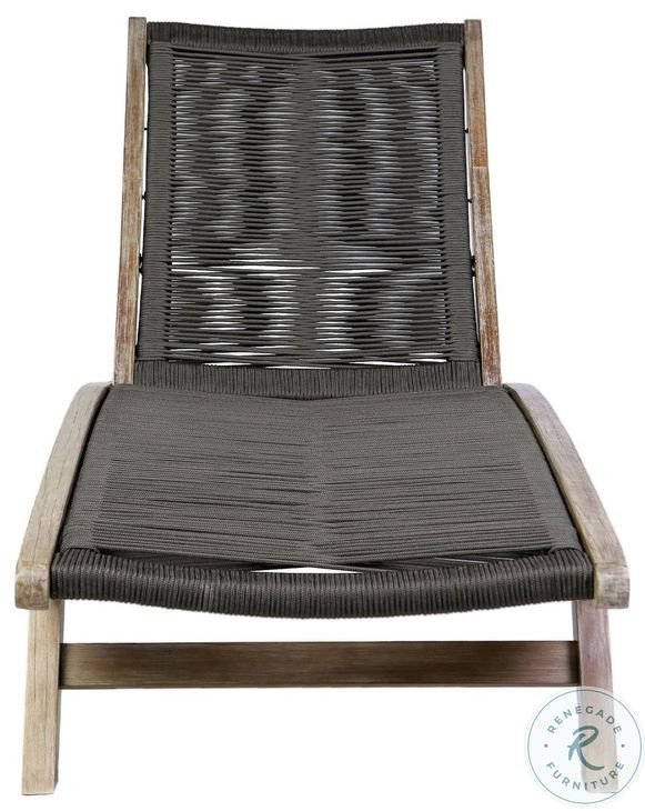 Odette Light Eucalyptus and Charcoal Rope 72" Outdoor Chaise Lounge Chair