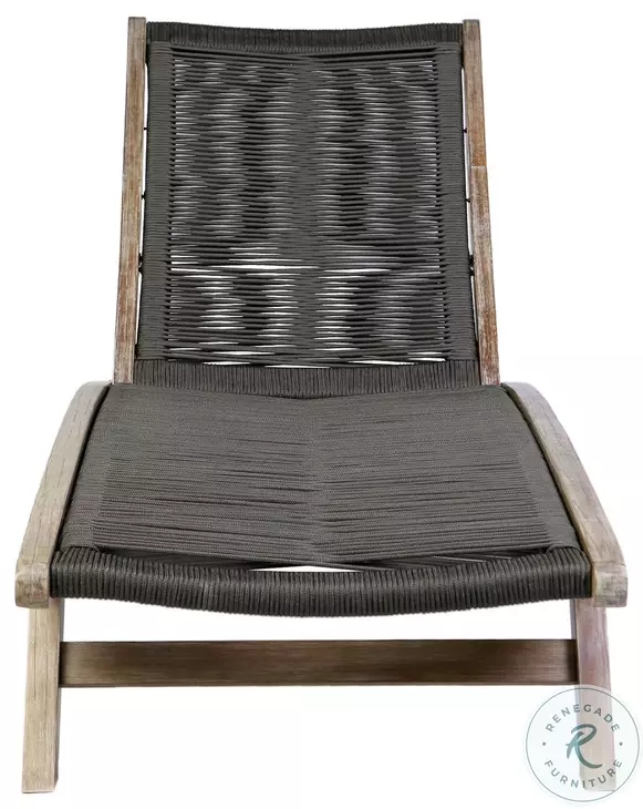 Odette Light Eucalyptus and Charcoal Rope Outdoor 72" Chaise Lounge Chair