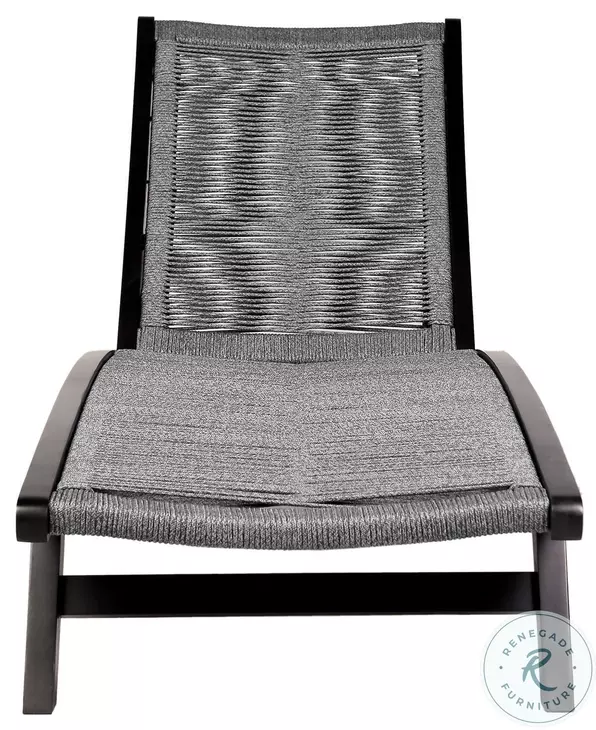 Odette Dark Eucalyptus and Gray Rope Outdoor 72" Chaise Lounge Chair