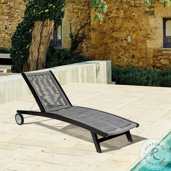 Odette Dark Eucalyptus and Gray Rope 72" Outdoor Chaise Lounge Chair