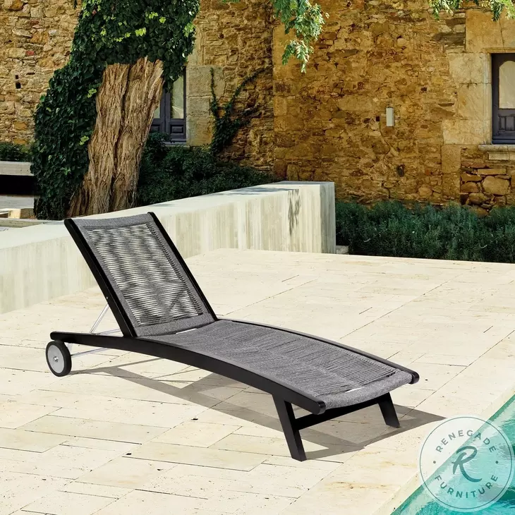 Odette Dark Eucalyptus and Gray Rope Outdoor 72" Chaise Lounge Chair