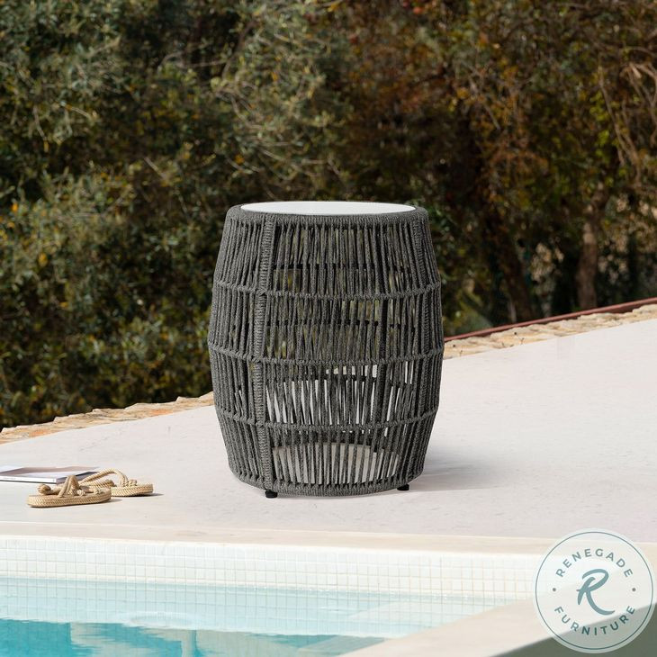 Opus Charcoal Indoor and Outdoor Garden Stool Round End Table