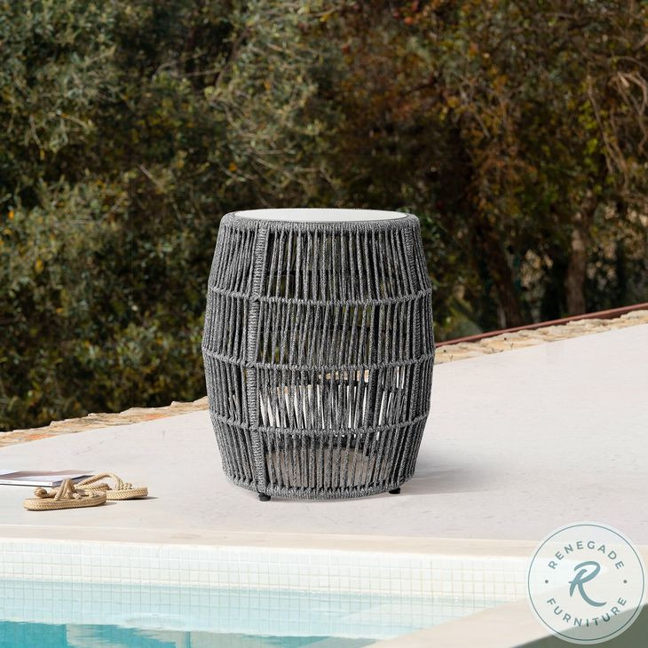 Opus Gray Indoor and Outdoor Garden Stool Round End Table