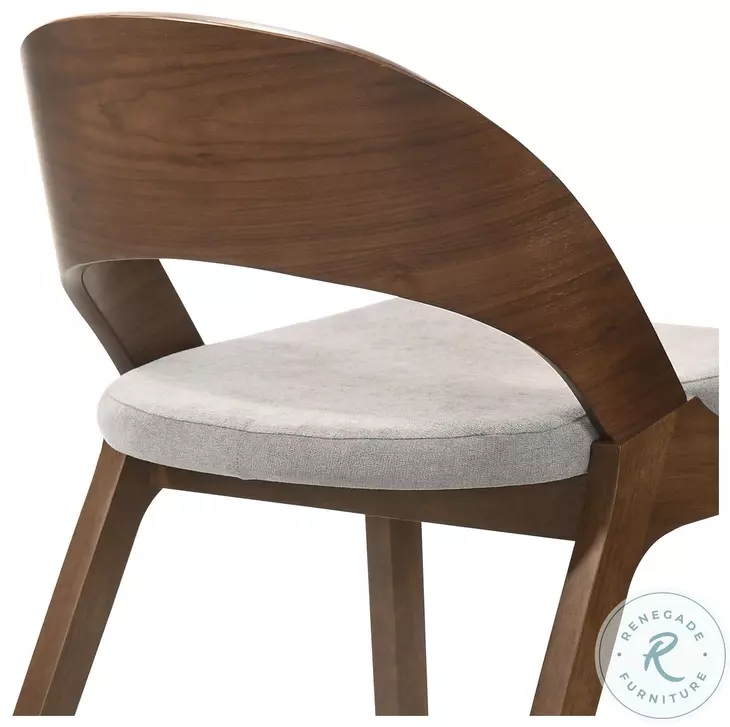 Polly Gray And Walnut Mid Century Upholstered Dining Chair Set of 2