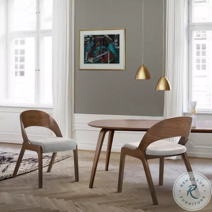 Polly Gray And Walnut Mid Century Upholstered Dining Chair Set of 2