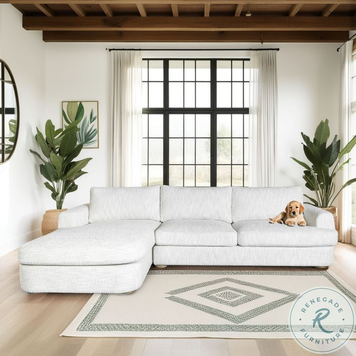 Reid Snow Fleck Performance Fabric 123" LAF Rectangular Sectional Sofa