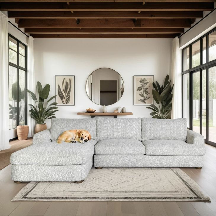 Reid Speckled Stone Performance Fabric 2 Piece Modular LAF Sectional