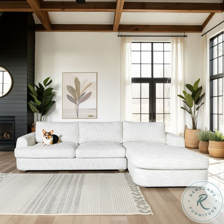 Reid Snow Fleck Performance Fabric 123" RAF Rectangular Sectional Sofa