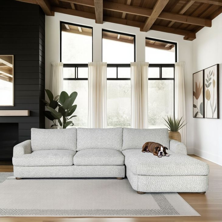 Reid Speckled Stone Performance Fabric 2 Piece Modular RAF Sectional