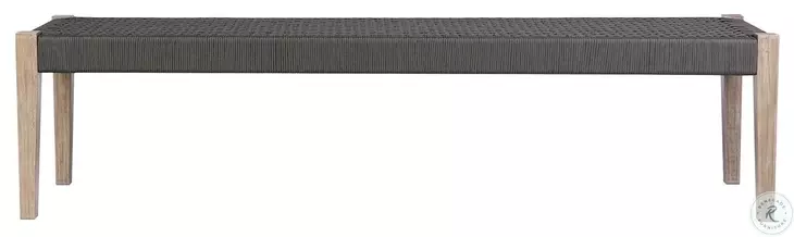 Rhett Light Eucalyptus and Charcoal Rope 71" Outdoor Dining Bench