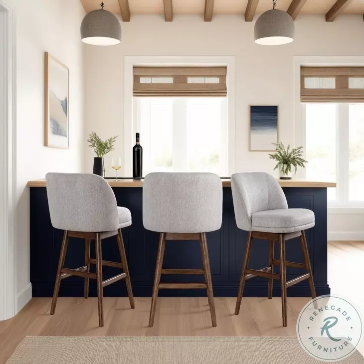 Sadie Taupe Upholstered Swivel 30" Bar Stool