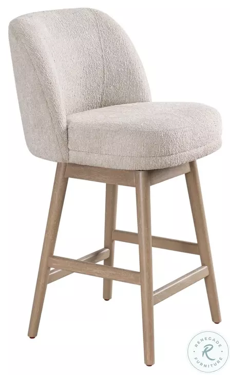 Sadie Ancient Stone Upholstered Swivel 26" Counter Height Stool