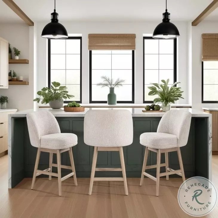 Sadie Ancient Stone Upholstered Swivel 26" Counter Height Stool