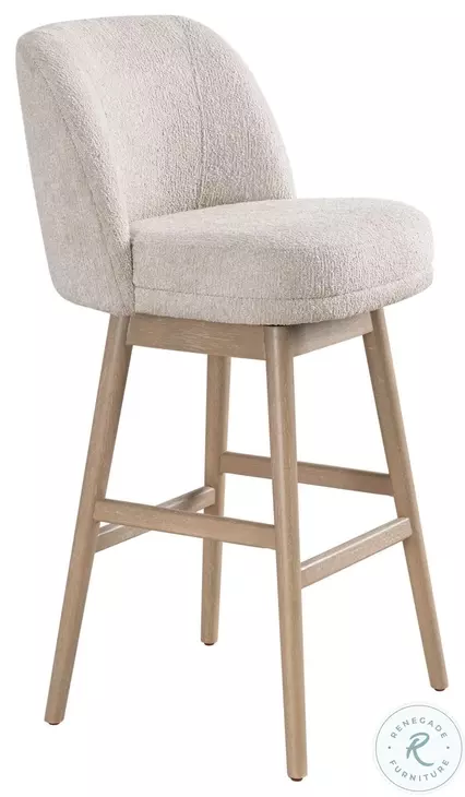 Sadie Ancient Stone Upholstered Swivel 30" Bar Stool