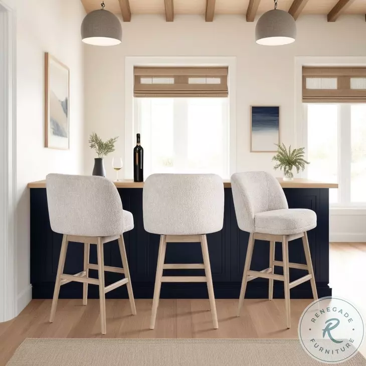 Sadie Ancient Stone Upholstered Swivel 30" Bar Stool