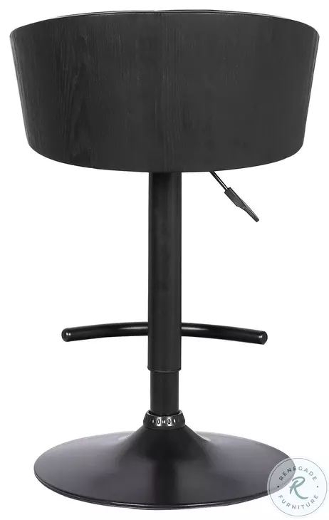 Milan Adjustable Swivel Black Faux Leather And Black Wood Bar Stool | Best Buy Canada