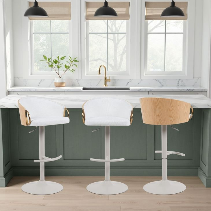 Solstice White Upholstered Swivel Bar Stool