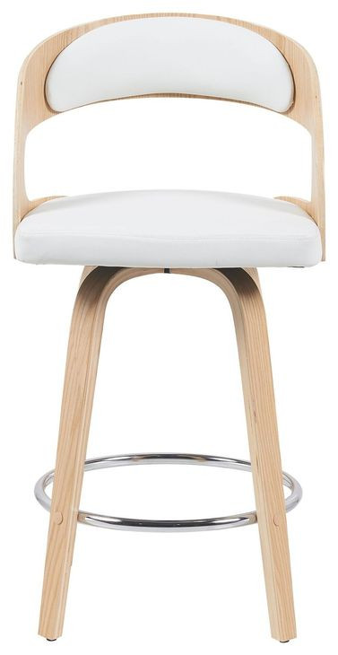 Shelly Oak and White Upholstered Swivel Counter Height Stool