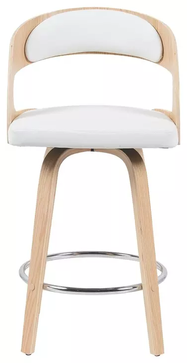 Shelly Oak and White Upholstered Swivel Counter Height Stool