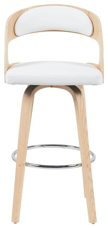 Shelly Oak and White Upholstered Swivel Bar Stool