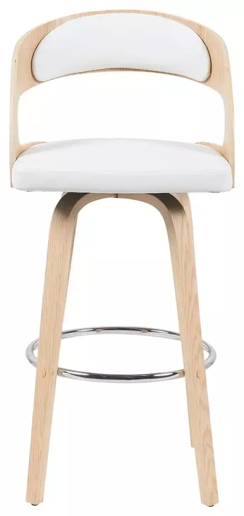 Shelly Oak and White Upholstered Swivel Bar Stool