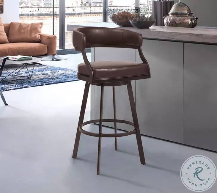 Dione Auburn Bay And Ford Brown Faux Leather 26" Counter Height Stool