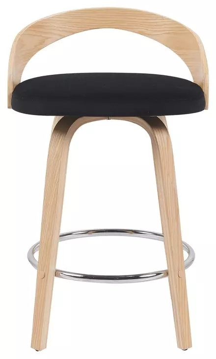 Sonia Oak and Black Upholstered Swivel Counter Height Stool