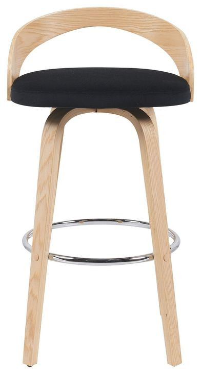 Sonia Oak and Black Upholstered Swivel Bar Stool