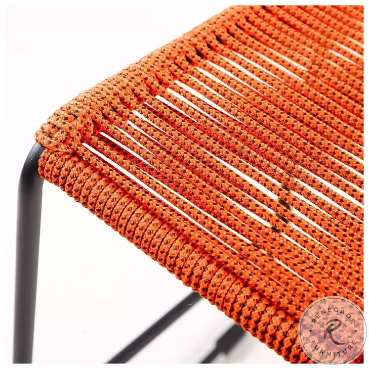 Shasta Tangerine Rope Stackable 30" Outdoor Bar Stool Set of 2