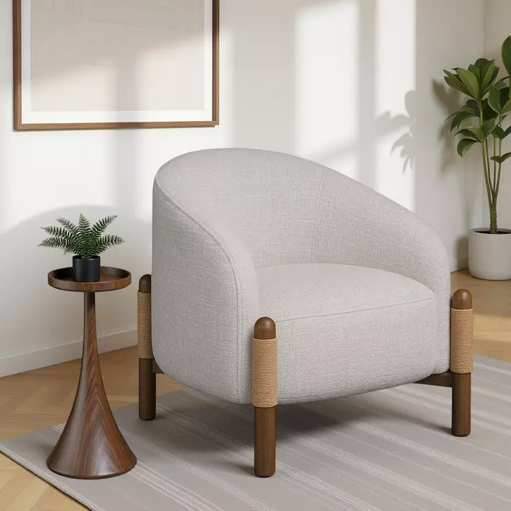 Stormy Butter Cream Upholstered Accent Chair