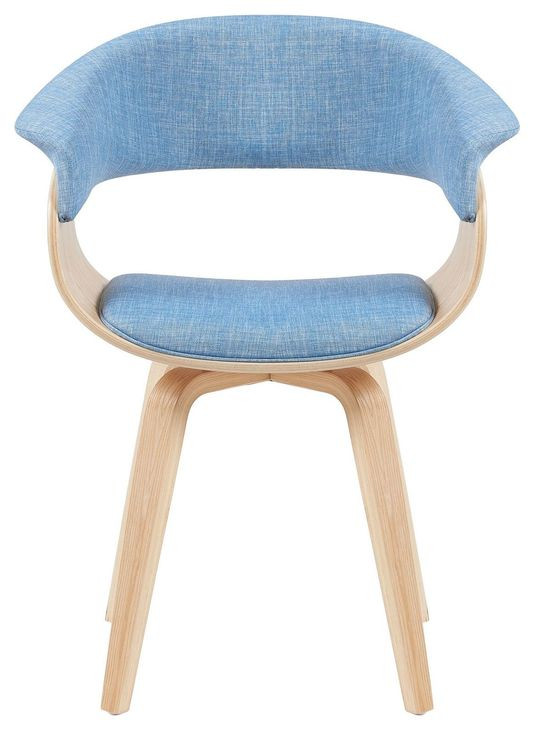 Summer Oak and Light Blue Upholstered Dining Chair