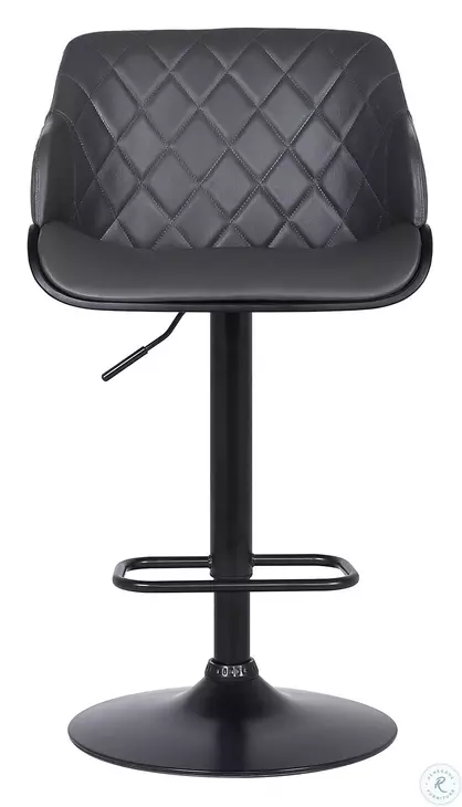 Toby Black Powder Coated With Grey Faux Leather Adjustable Bar Stool