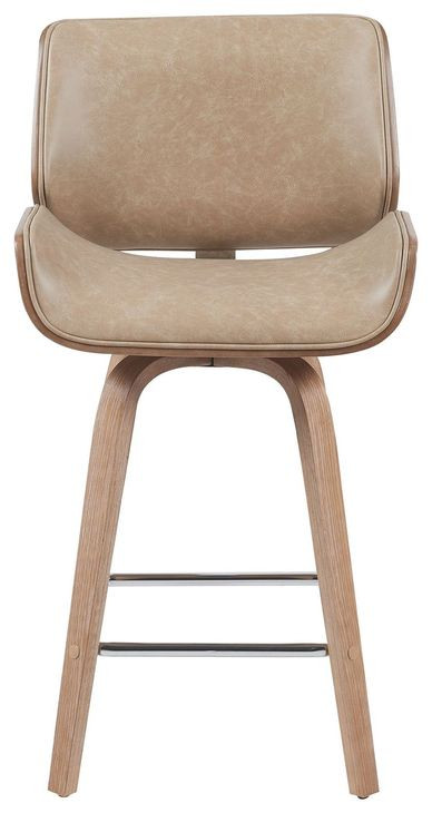 Tyler White Wash and Vintage Brown Upholstered Swivel Counter Height Stool