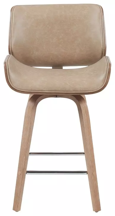 Tyler White Wash and Vintage Brown Upholstered Swivel Counter Height Stool