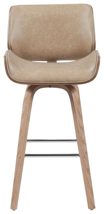 Tyler White Wash and Vintage Brown Upholstered Swivel Bar Stool